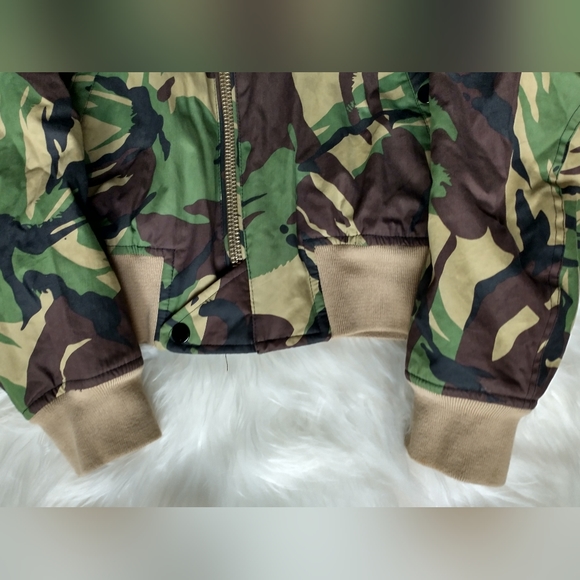 EUC rag & bone abstract camo cotton orange satin lined full zip front arm zip - Picture 7 of 16